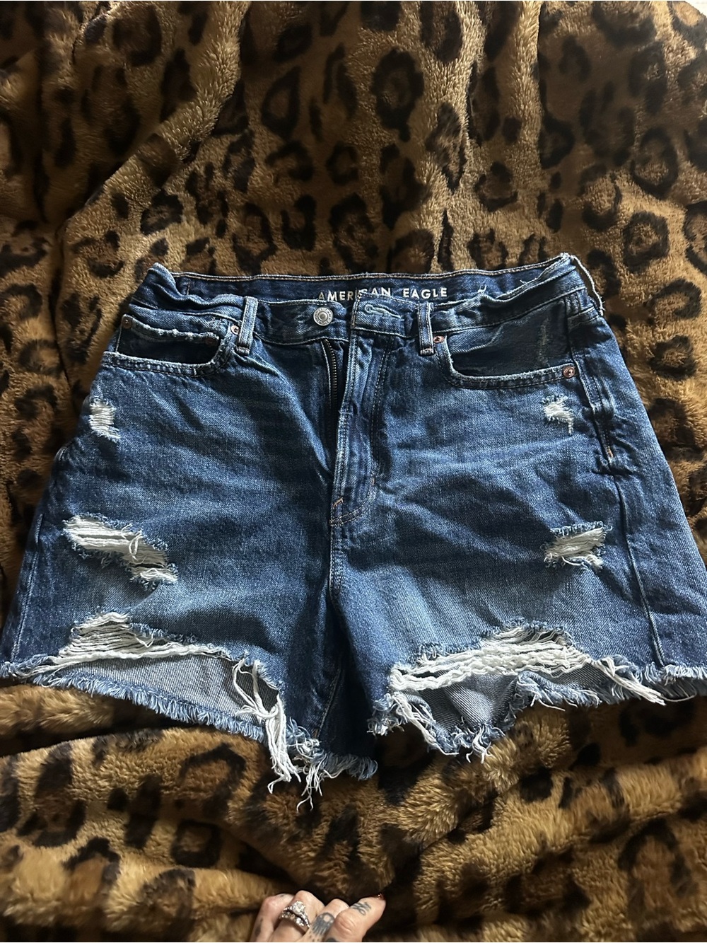 90s Boyfriend Shorts American Eagle Outfitters Ripped Dark Blue Denim Shorts
